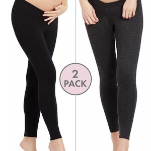 2 Pack Black Under Belly Maternity Leggings